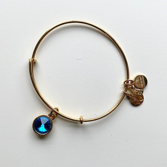 Alex and Ani Blue Zircon Gold Charm Bracelet - Picture 3 of 5